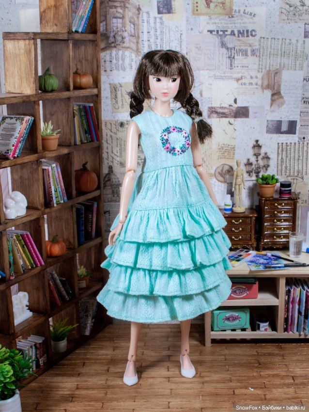 Платье "Венок" для кукол Momoko (стандарт,подросток), Barbie (низкая) (фото 3)