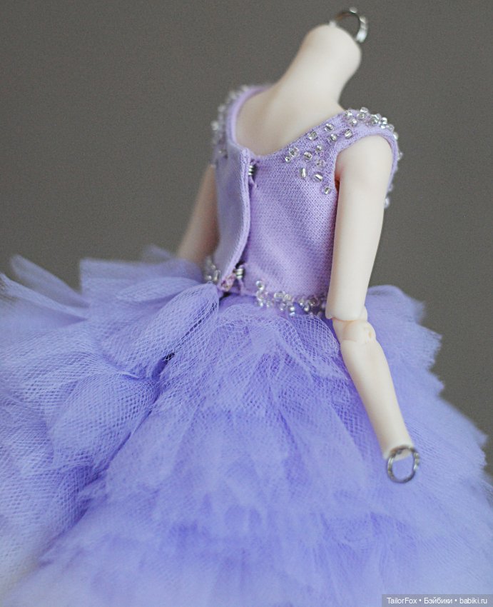 Волшебное сиреневое платье для кукол Елены Акимовой Open Dolls ростом 24,5 см 💜 (фото 9)