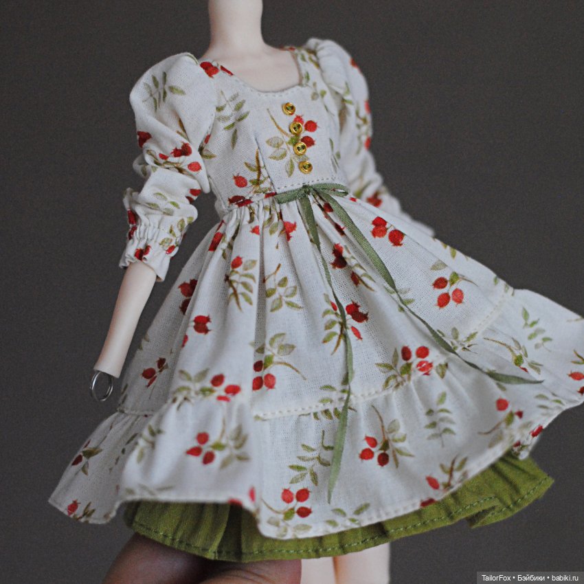 Очаровательное платье с подъюбником для кукол Елены Акимовой Open Dolls ростом 24,5 см ✨🌿