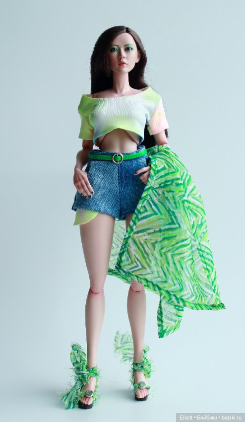 Летний аутфит «Лайм и деним» для кукол 1/6 экшн worldbox, Integrity Toys, Барби, Chili Toys PEPPER (фото 2)