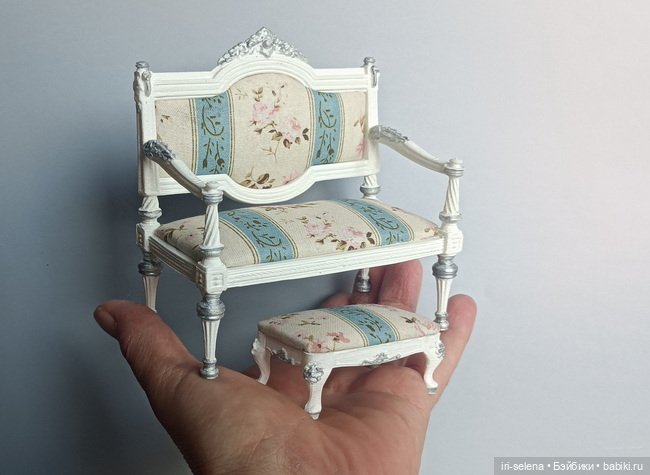 Дуэт "Vintage" (mini) - диван и банкетка. Куклам от маленьких и до 16 см (фото 4)