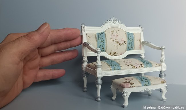 Дуэт "Vintage" (mini) - диван и банкетка. Куклам от маленьких и до 16 см