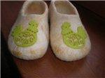 Лаймовый петушок - тапочки, мокрое валяние