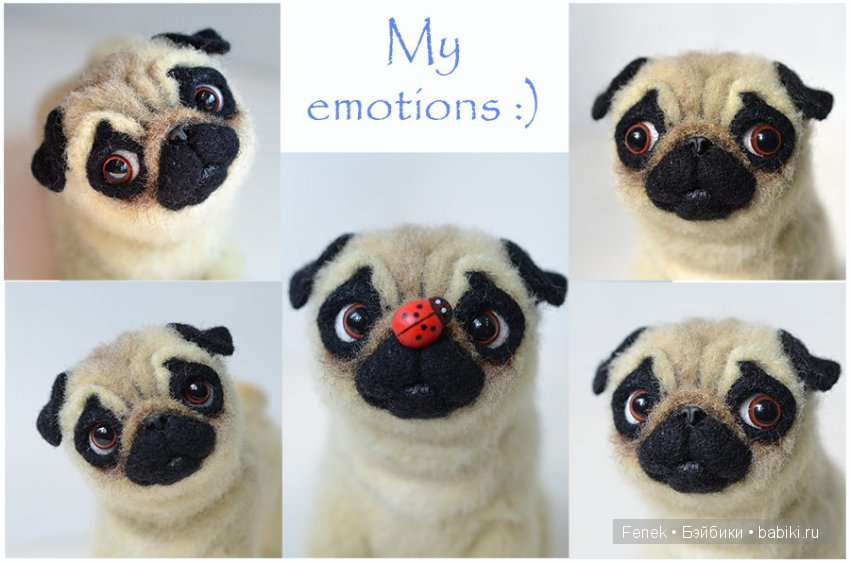 Забавный мопсяшка пришел знакомиться. Игрушка валянием ручной работы (фото 9)