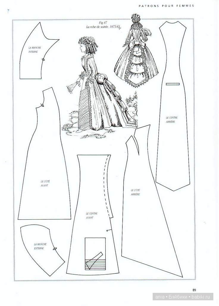 Старинная одежда для кукол - Выкройки, Образцы узоров для кукол
