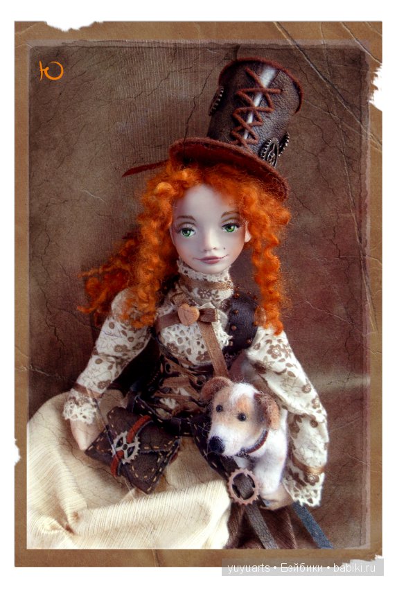 Эстер, подвижная авторская куколка и ее собачка Дороти