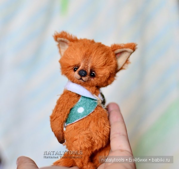 Новенькая игрушка ручной работы лисенок на ладошке (фото 3)