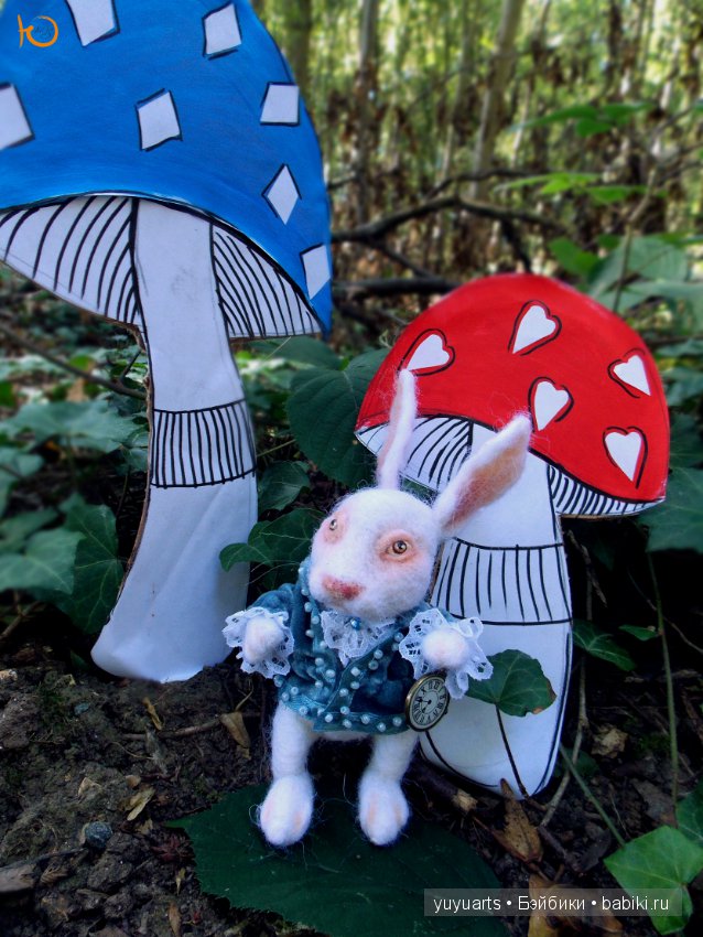 Коллекция "Алиса в стране чудес", подвижные куклы ручной работы и белый кролик (фото 7)