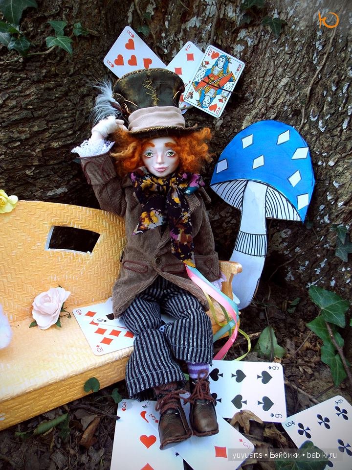 Коллекция "Алиса в стране чудес", подвижные куклы ручной работы и белый кролик (фото 3)