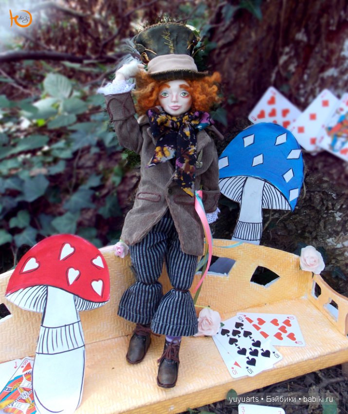 Коллекция "Алиса в стране чудес", подвижные куклы ручной работы и белый кролик (фото 6)