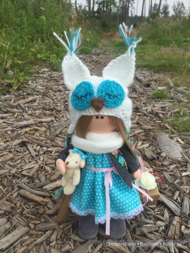 Интерьерная текстильная кукла ручной работы "Совушка"