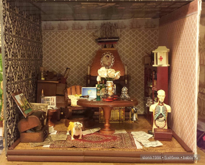 Кабинет Шерлока и портретная кукла Шерлока, ООАК