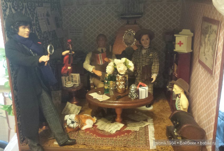 Кабинет Шерлока и портретная кукла Шерлока, ООАК