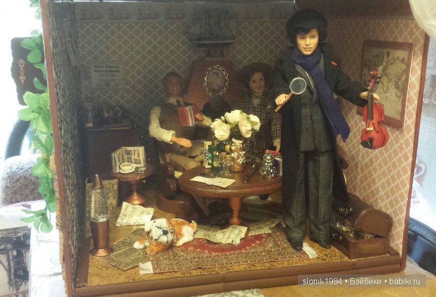 Кабинет Шерлока и портретная кукла Шерлока, ООАК