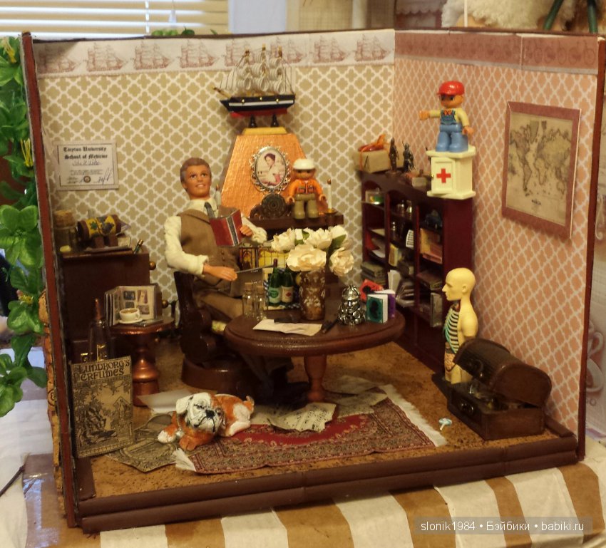 Кабинет Шерлока и портретная кукла Шерлока, ООАК