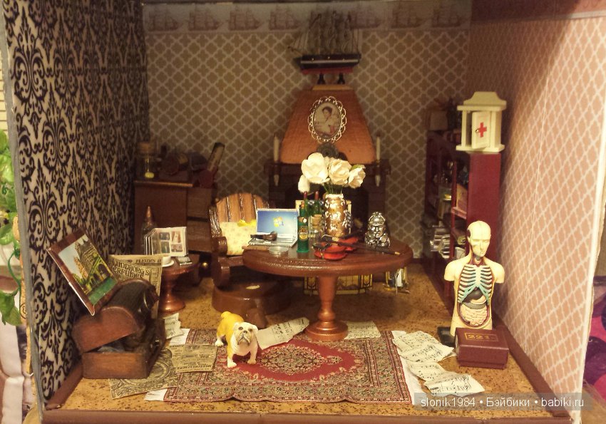 Кабинет Шерлока и портретная кукла Шерлока, ООАК (фото 8)