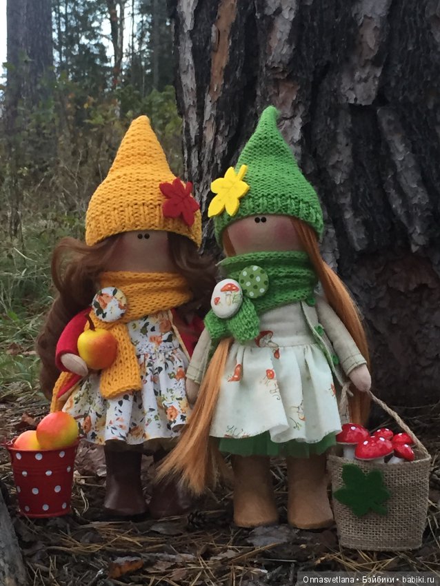 Осенние девчушки Мила и Адель. Текстильные куклы (фото 4)