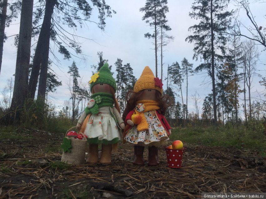 Осенние девчушки Мила и Адель. Текстильные куклы (фото 5)