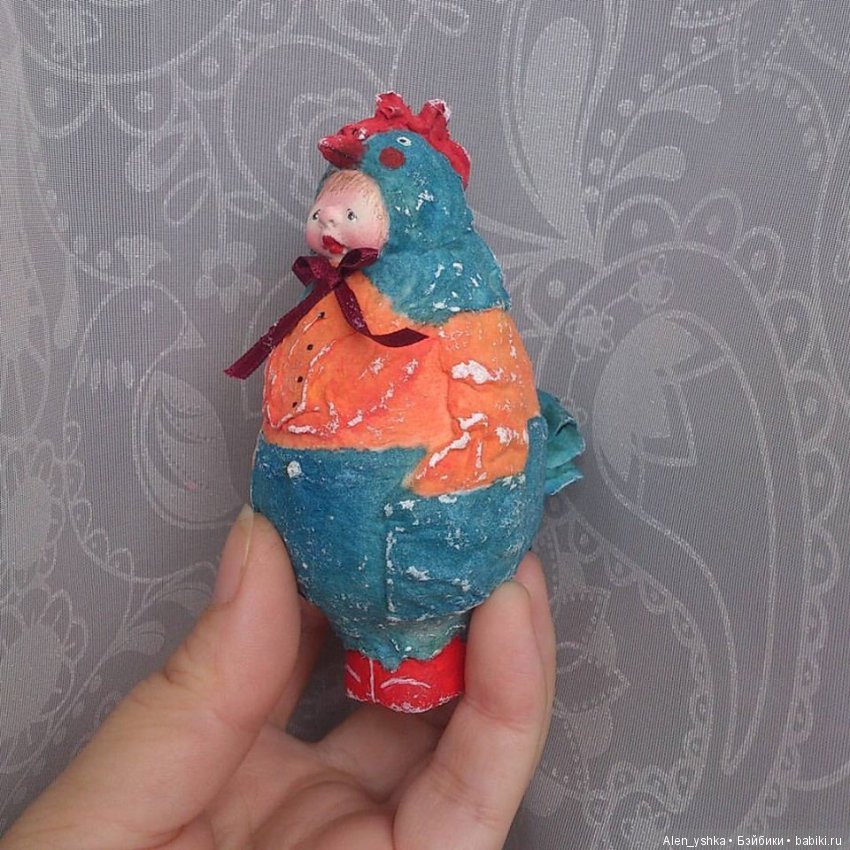 Елочные игрушки ручной работы из ваты и папье-маше