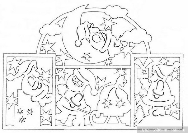 Новогодняя вырезка на окна