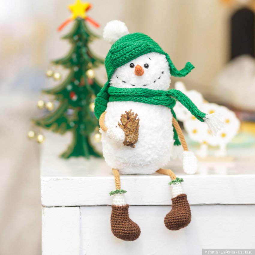 Веселые снеговички вязанные крючком Олюшки Лукошкиной (фото 5)