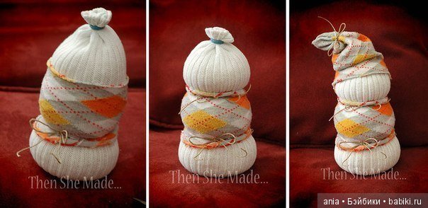 Снеговик из носков, мастер класс (фото 7)