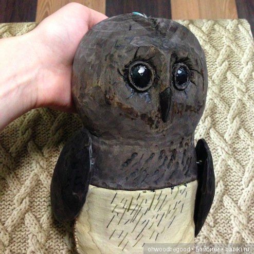 Совушка из поленьев липы Игрушка из дерева