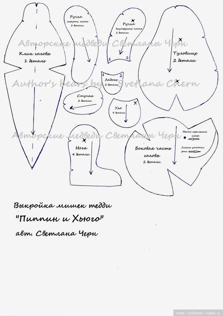 Выкройка мишек тедди Пиппин и Хьюго (фото 3)