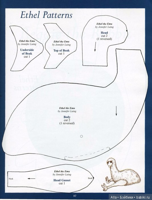 Страус Эму с выкройкой игрушки (фото 3)