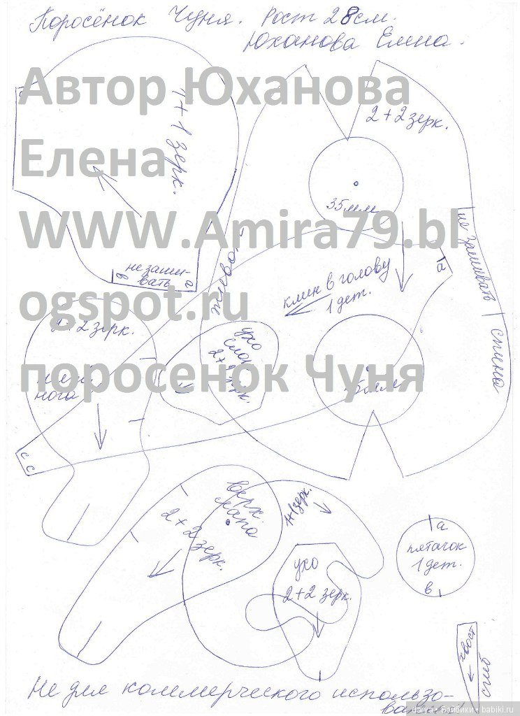 Поросенок с выкройкой игрушки, автор Юханова Елена (фото 2)