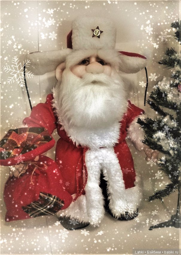 Кукла «Дед Мороз» в технике скульптурный текстиль (из капрона)