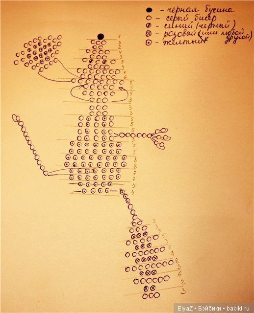 Мышки из бисера схема плетения