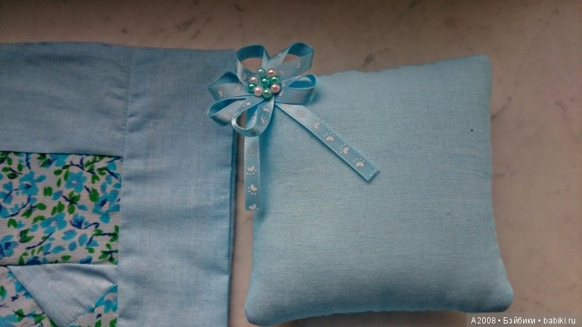 Комплектик в кукольную кроватку "Голубая мечта" (фото 4)