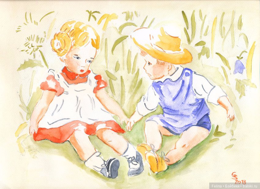 Куклы Käthe Kruse в открытках, акварели, фотографиях