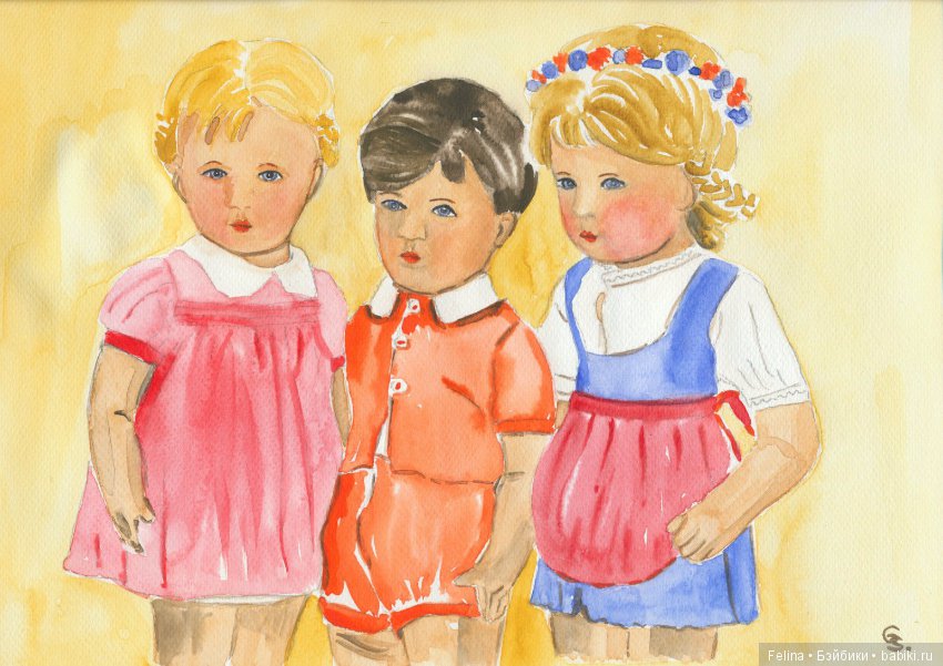 Куклы Käthe Kruse в открытках, акварели, фотографиях