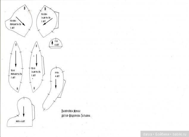 Мишка Мила, выкройка игрушки Татьяны Федоровой (фото 2)