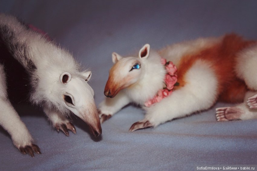 Муравьеды — Игрушки в смешанной технике (мех и глина): Арт