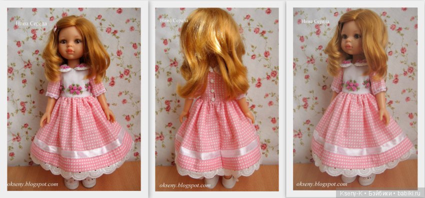 Платье с вышивкой лентами для кукол Paola Reina 32 см "Малышка Рози" (фото 2)
