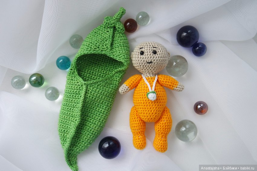 Малыш Горошик - игрушка вязанная крючком (фото 2)