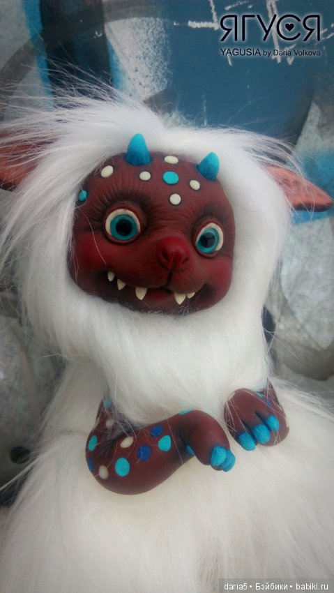 Белоснежная Хохуля-йети — Игрушки в смешанной технике (мех и глина): Арт (фото 5)