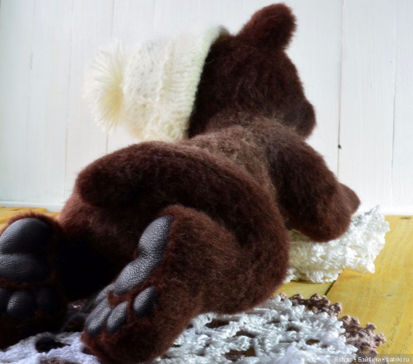 Медвежонок сплюшка. Игрушка сухим валянием (фото 2)