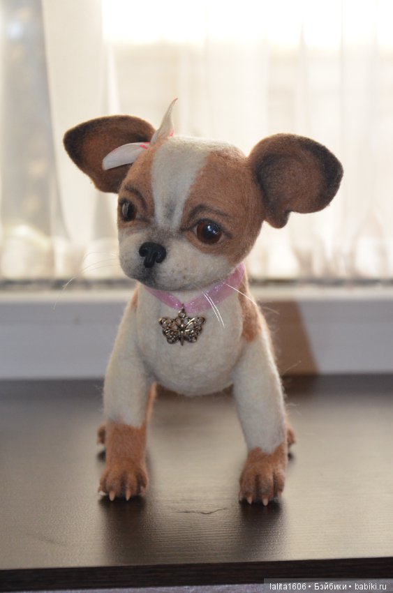 Игрушка из шерсти в технике сухого валяния. Чихуахуа (фото 6)