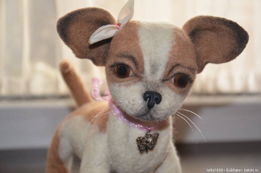 Игрушка из шерсти в технике сухого валяния. Чихуахуа (фото 5)