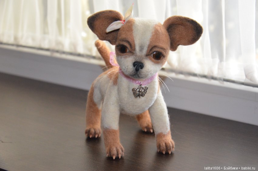 Игрушка из шерсти в технике сухого валяния. Чихуахуа