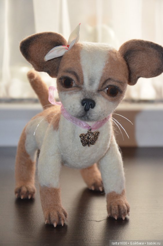 Игрушка из шерсти в технике сухого валяния. Чихуахуа (фото 4)