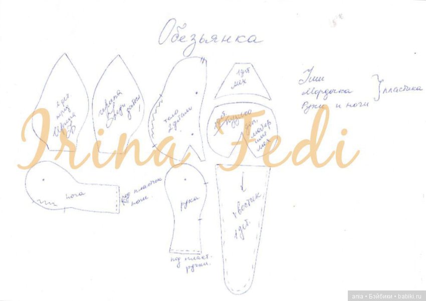 Обезьянка с выкройкой. Irina Fedi