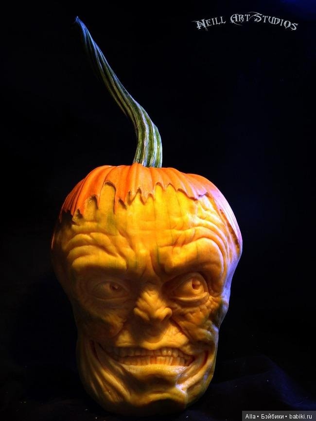 Самые жуткие лица, вырезанные художником на тыкве