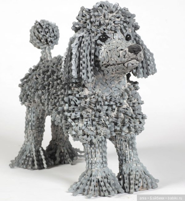 Скульптуры собак из велосипедных цепей (фото 4)