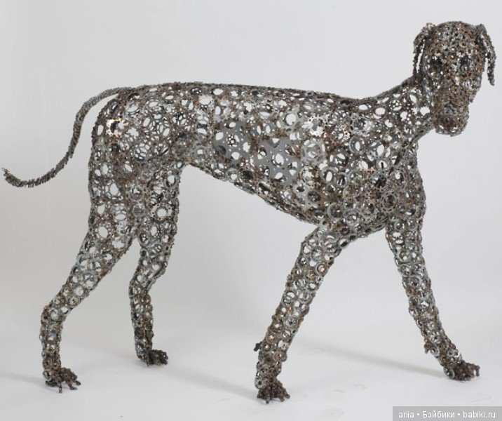 Скульптуры собак из велосипедных цепей (фото 8)