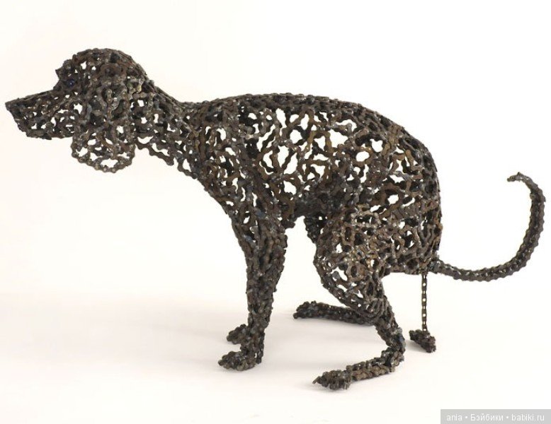 Скульптуры собак из велосипедных цепей (фото 5)